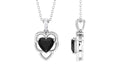 Real 2 Carat Black Onyx Heart Necklace with Diamond