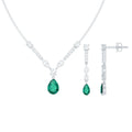 Created Emerald and Moissanite Drop Necklace Earrings Set