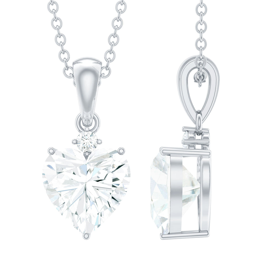 Certified 2 Carat Moissanite Solitaire Heart Necklace