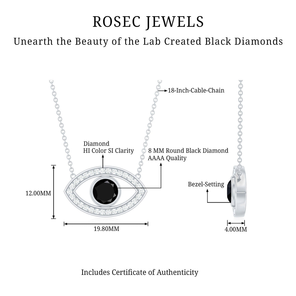 Gothic Lab Created Black Diamond Evil Eye Necklace With Diamond