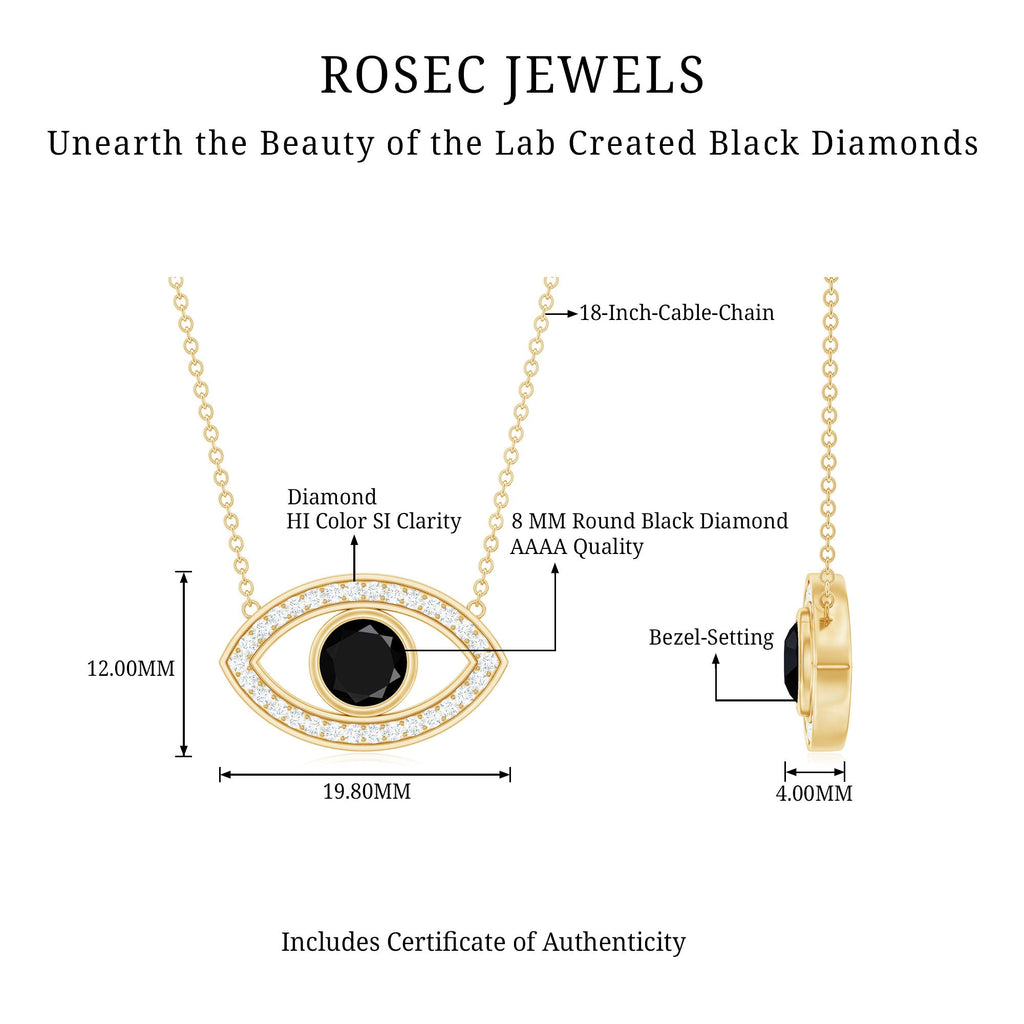 Gothic Lab Created Black Diamond Evil Eye Necklace With Diamond