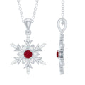 Natural Ruby and Diamond Snowflake Pendant Necklace