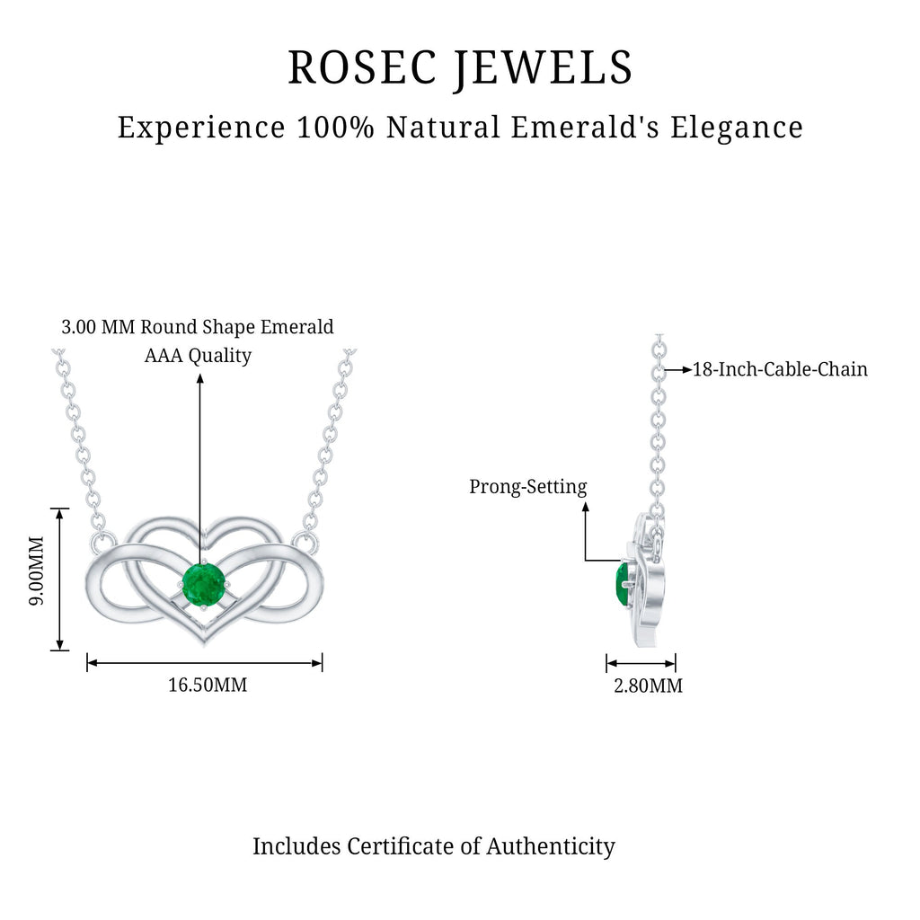 Emerald Heart and Infinity Chain Necklace for Women