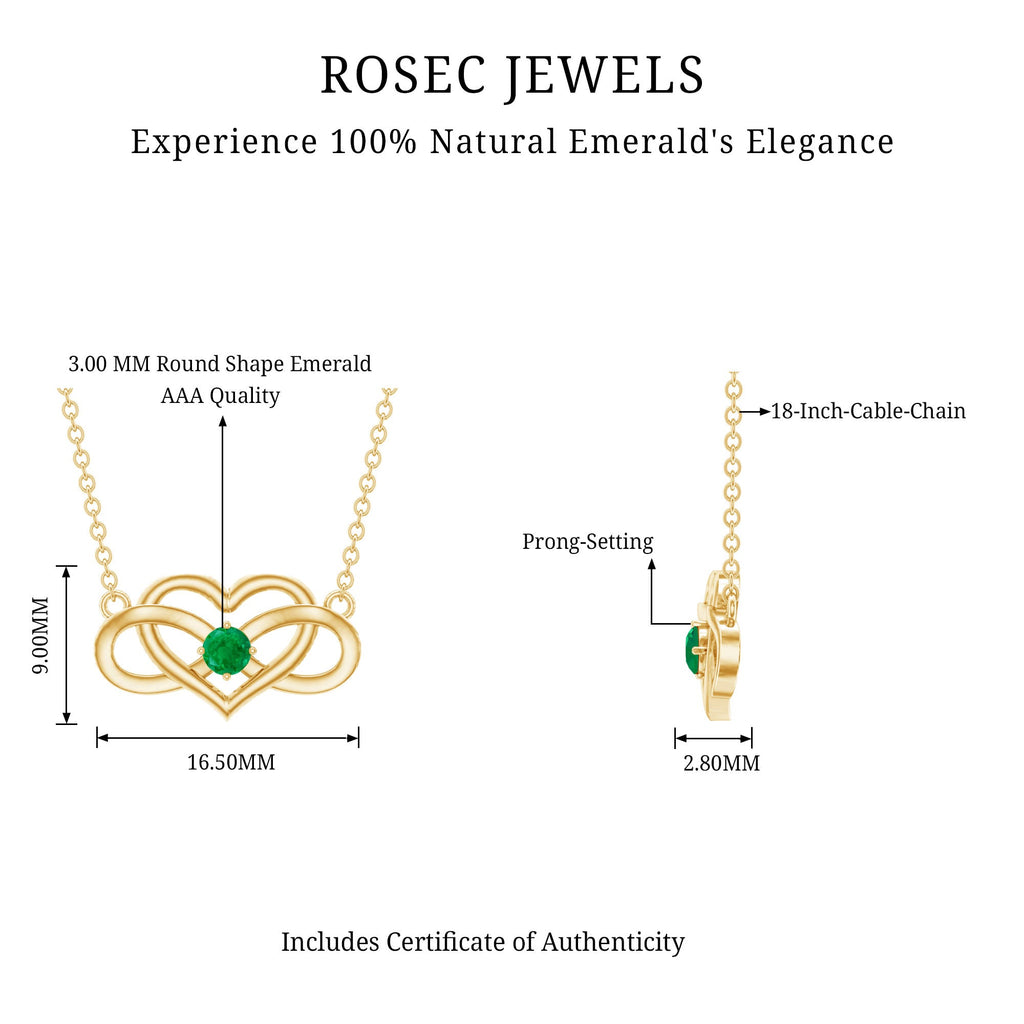 Emerald Heart and Infinity Chain Necklace for Women