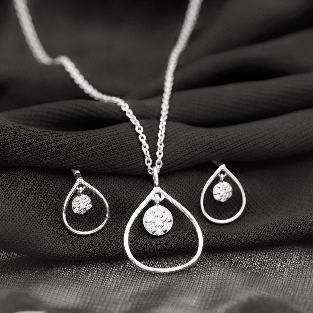Diamond Wedding Necklace Earring Set for Bride