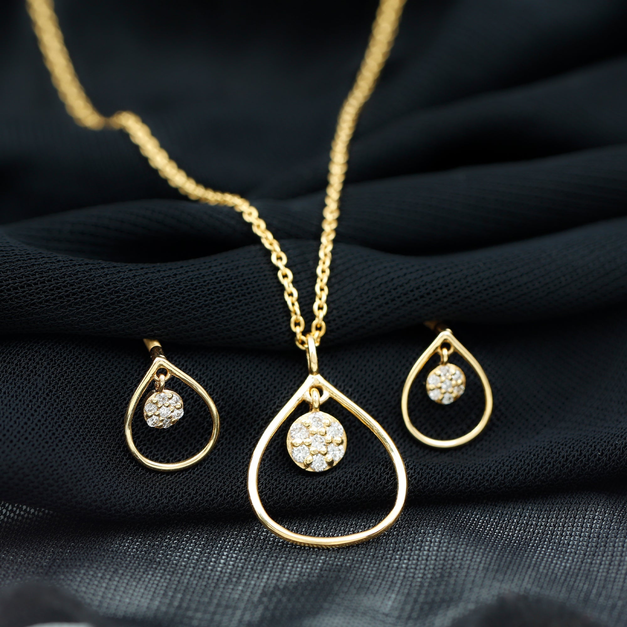 Diamond Wedding Necklace Earring Set for Bride