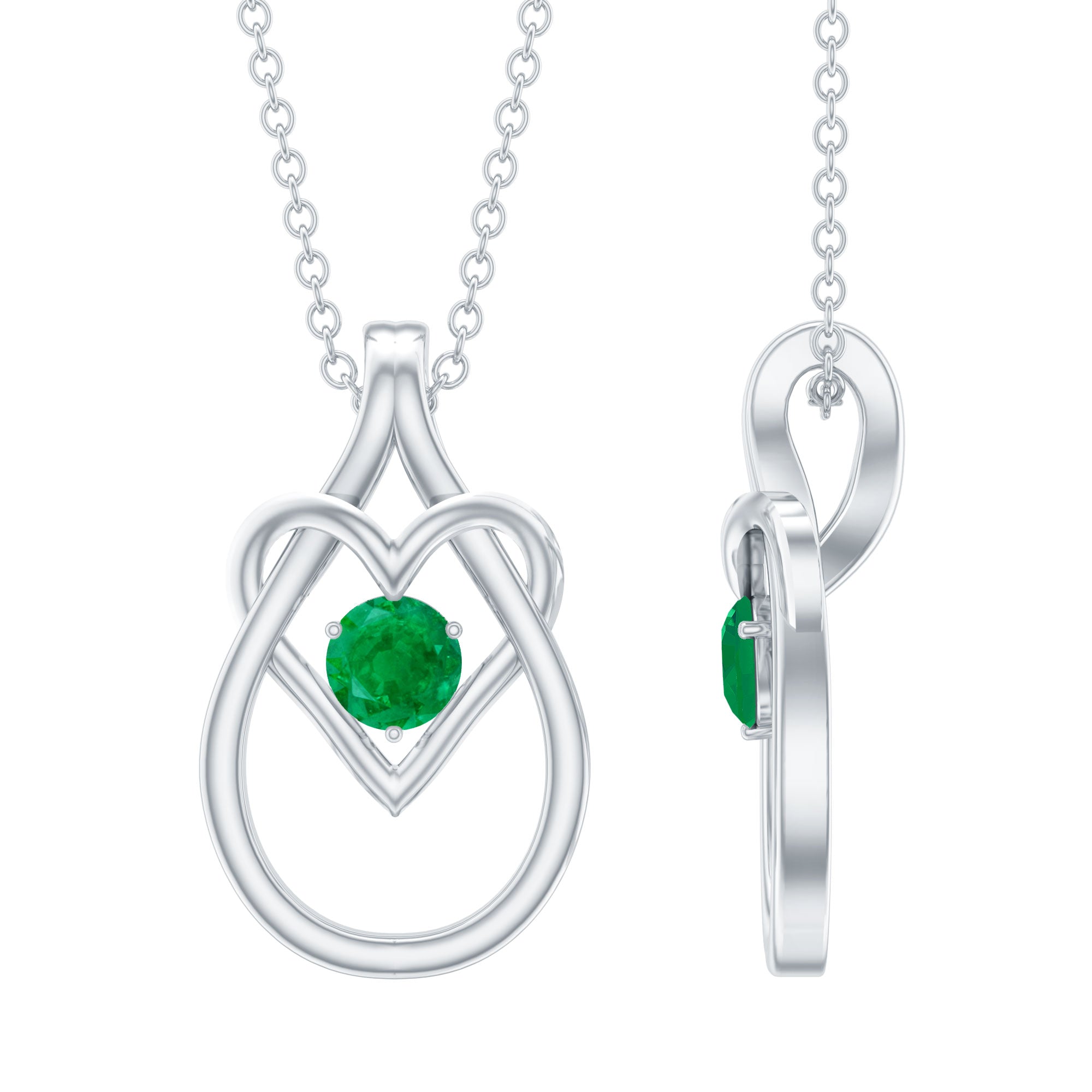 Round Shape 0.4 Carat Emerald Teardrop Heart Necklace