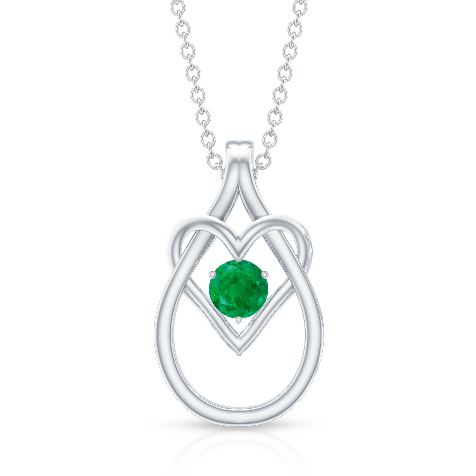 Round Shape 0.4 Carat Emerald Teardrop Heart Necklace