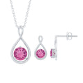 Genuine 2 Carat Pink Tourmaline Infinity Necklace and Earrings Set
