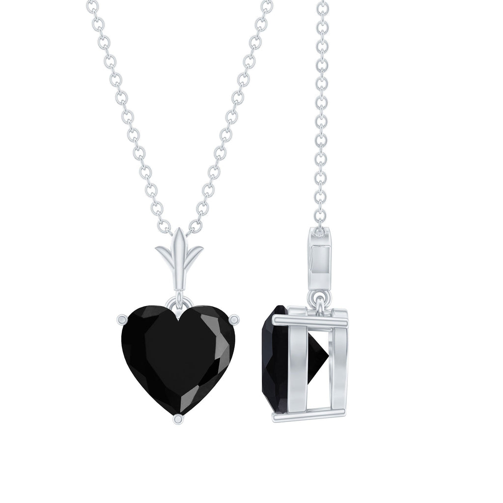 Lab Created Black Diamond Heart Shape Necklace With Chain