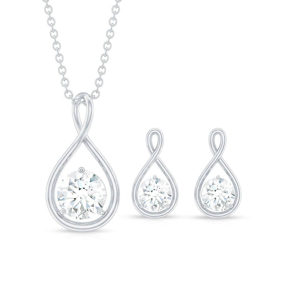 Moissanite Solitaire and Gold Infinity Jewelry Set