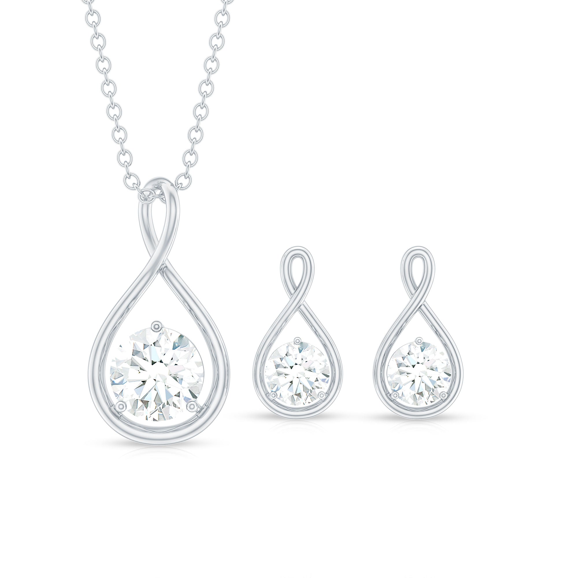 Moissanite Solitaire and Gold Infinity Jewelry Set