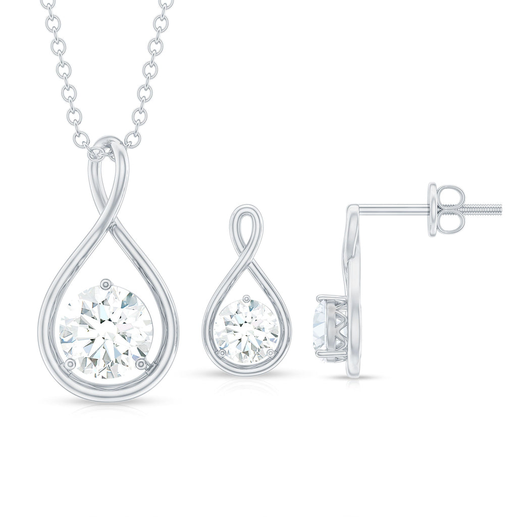 Moissanite Solitaire and Gold Infinity Jewelry Set