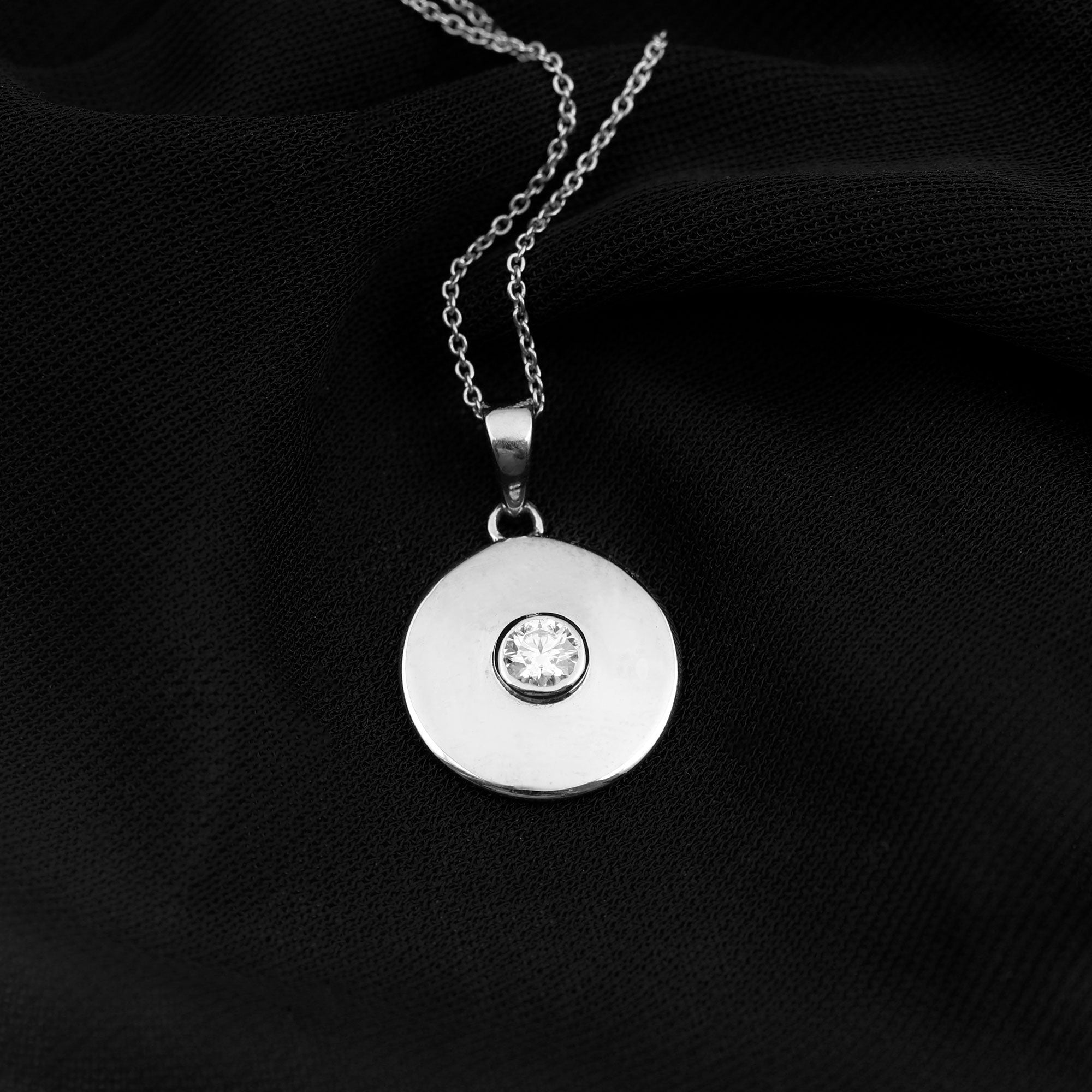 Certified Round Moissanite Disc Necklace in Bezel Setting