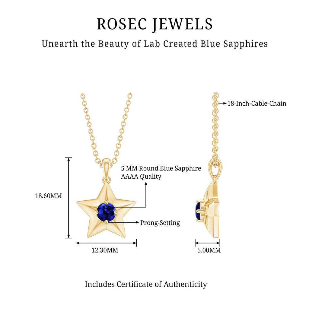 Lab Created Blue Sapphire Star Of David Necklace