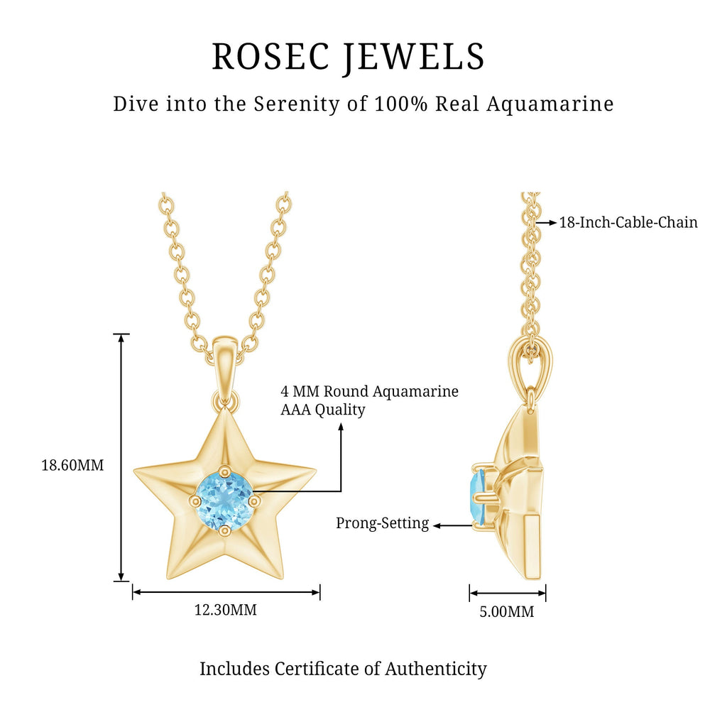 Natural Aquamarine Star of David Necklace for Women