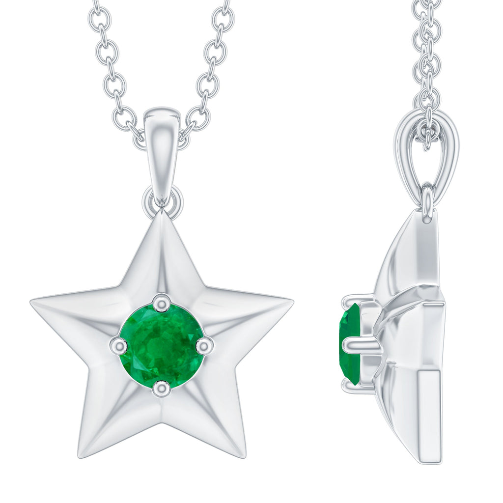 Natural Half Carat Emerald Star Pendant Necklace for Women