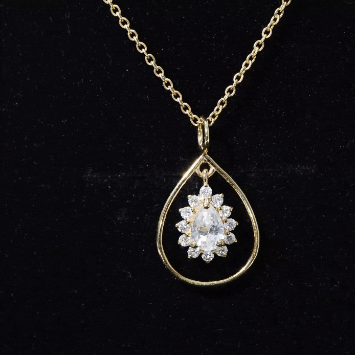 Certified 5X7 MM Moissanite Teardrop Pendant Necklace