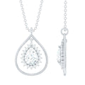 Certified 5X7 MM Moissanite Teardrop Pendant Necklace