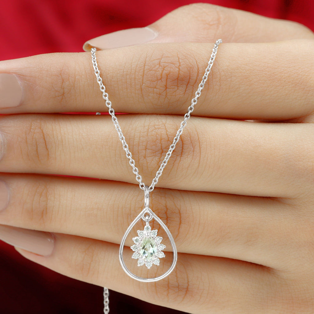 Certified 5X7 MM Moissanite Teardrop Pendant Necklace