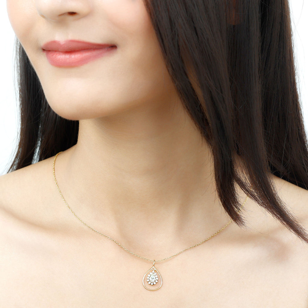 Certified 5X7 MM Moissanite Teardrop Pendant Necklace