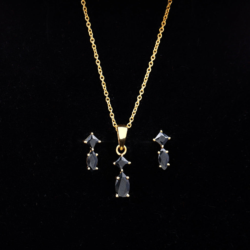 Princess and Marquise Shape Black Spinel Jewelry Set for Women