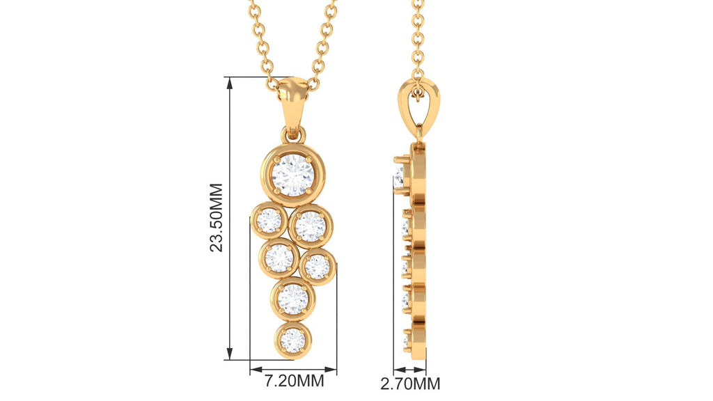 3/4 CT Certified Moissanite Cluster Dangle Pendant in Bezel Setting