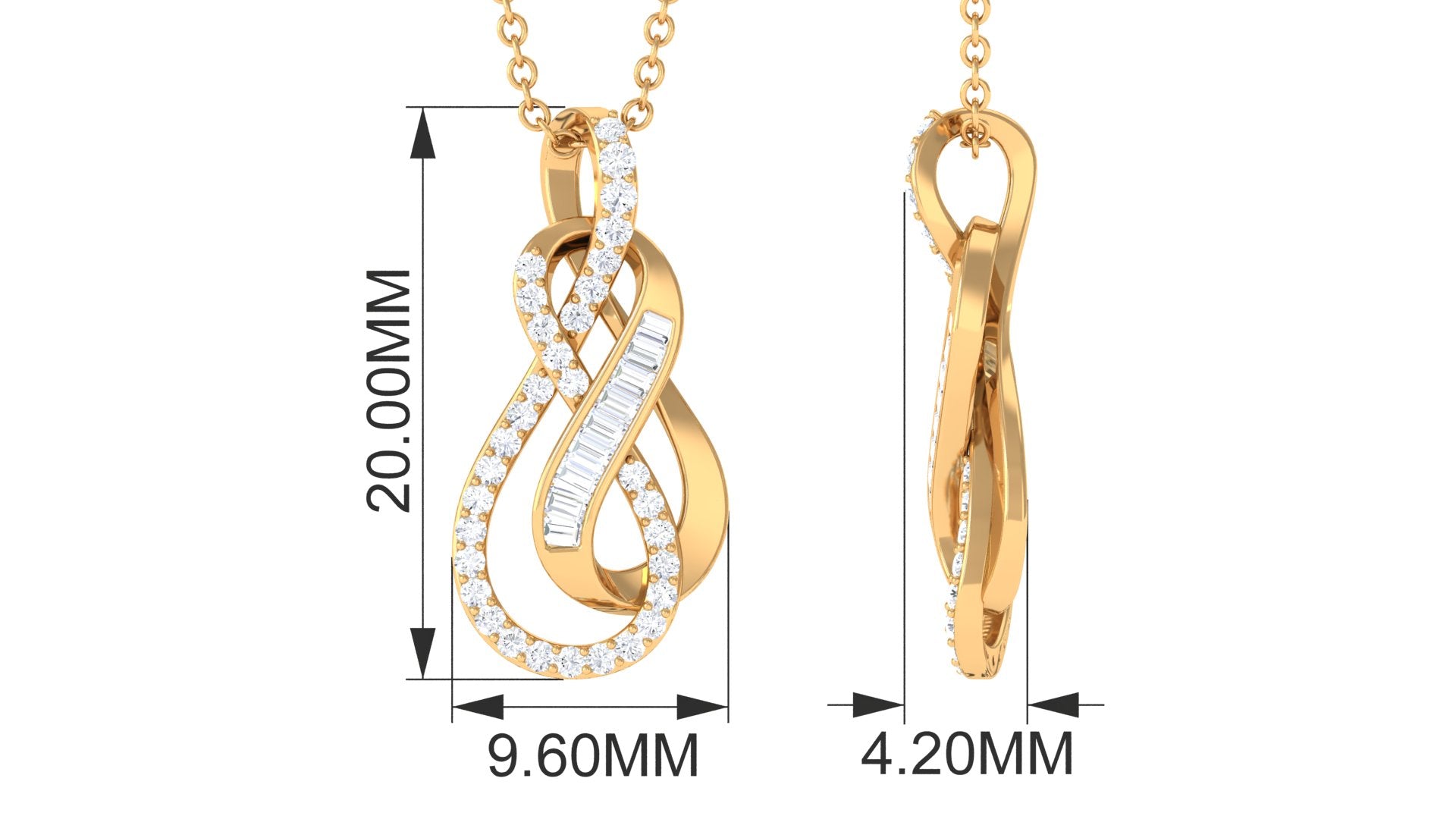 Twin Interlock Infinity Pendant Necklace with Natural Diamond