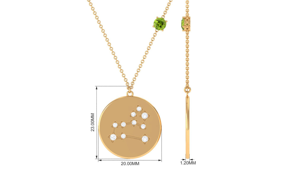 Peridot Leo Constellation Necklace with Diamond