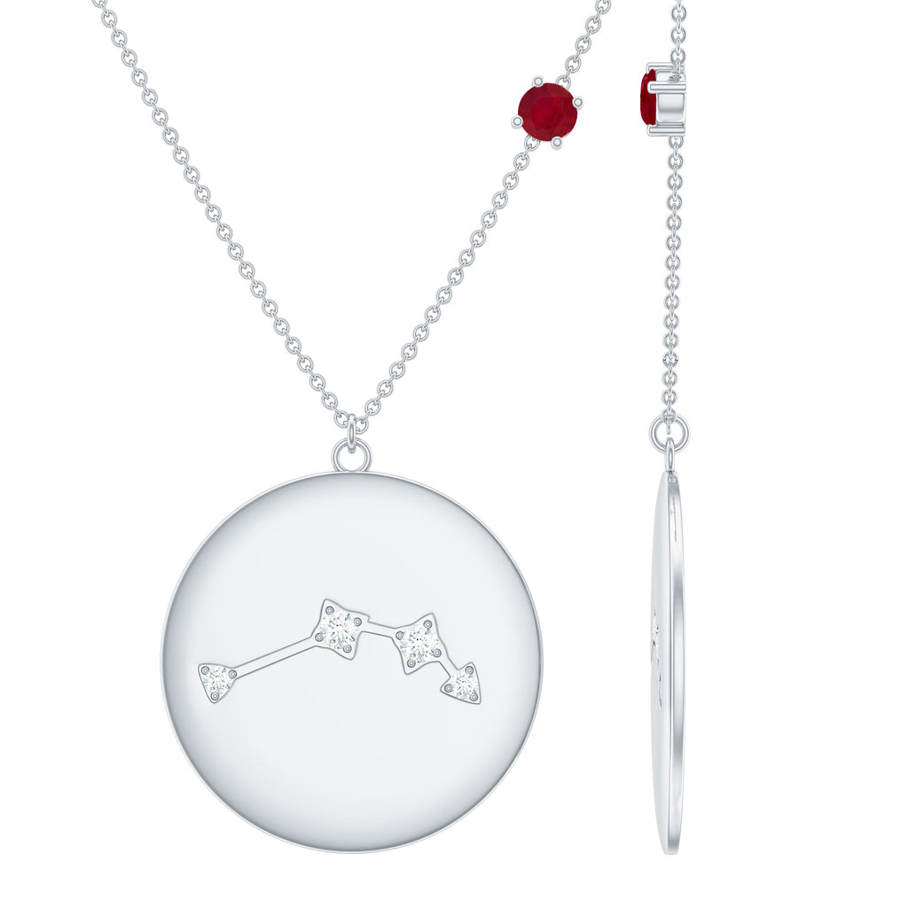 Diamond Cancer Constellation Necklace with Birthstone Ruby