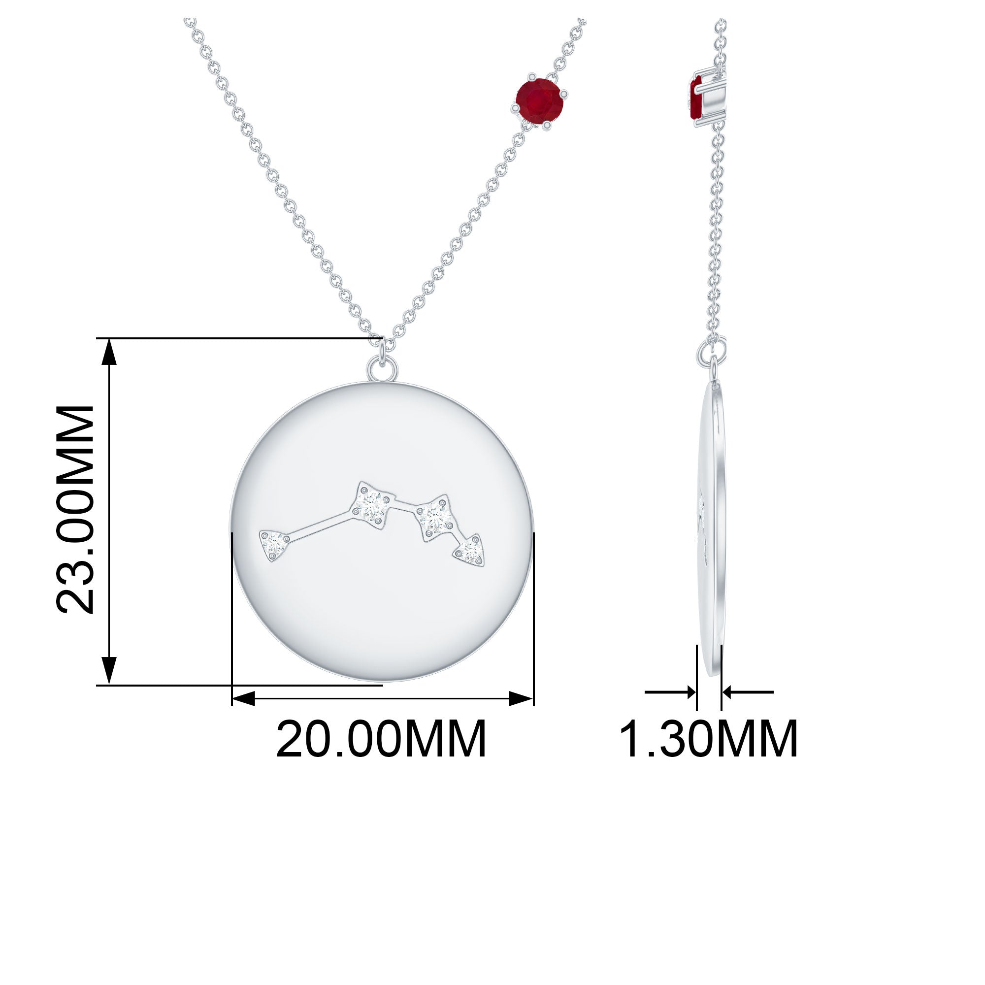 Diamond Cancer Constellation Necklace with Birthstone Ruby