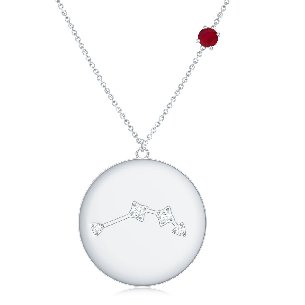 Diamond Cancer Constellation Necklace with Birthstone Ruby