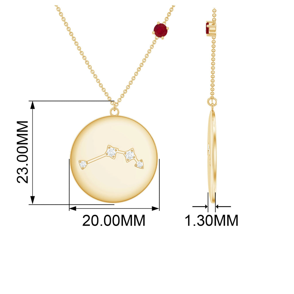 Diamond Cancer Constellation Necklace with Birthstone Ruby