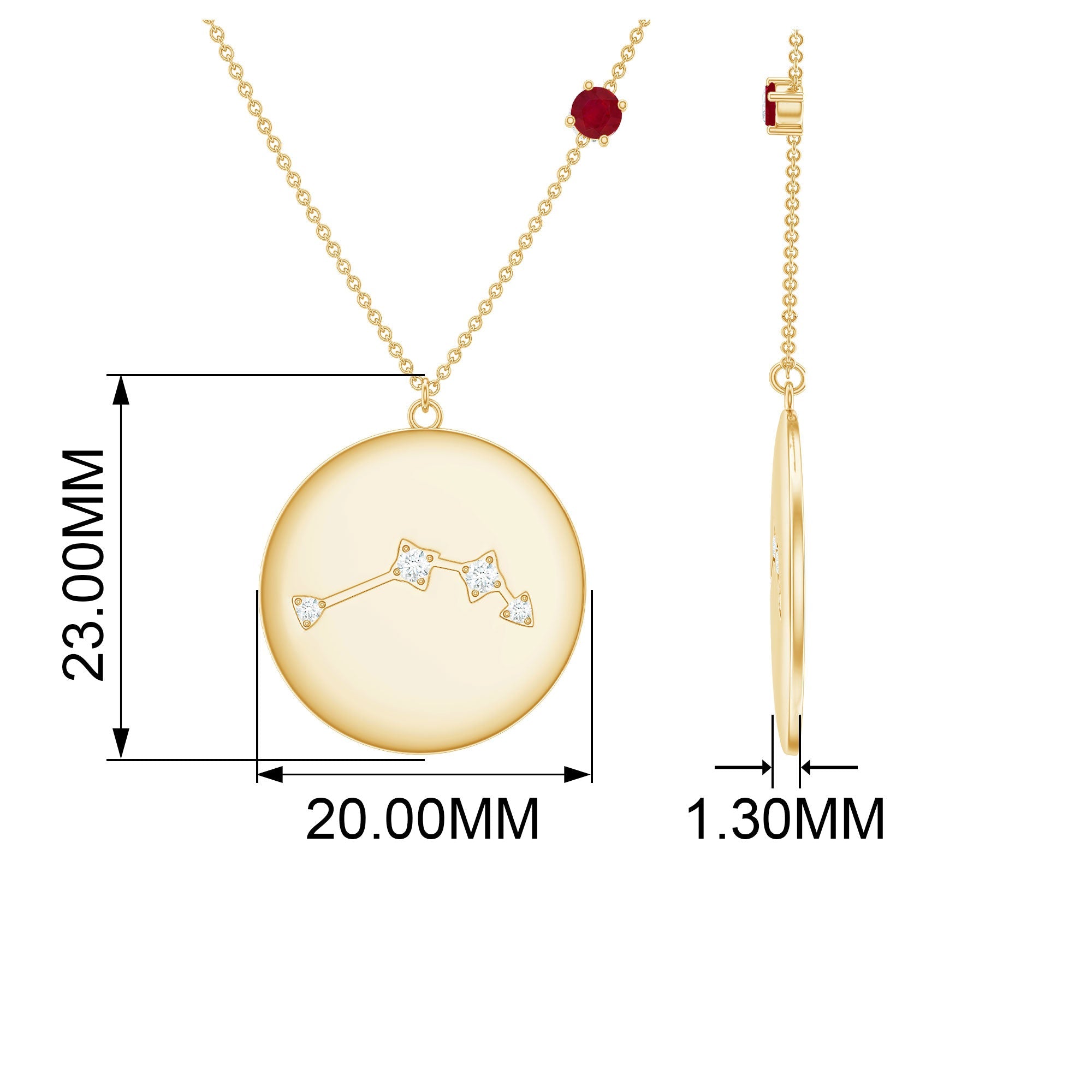 Diamond Cancer Constellation Necklace with Birthstone Ruby