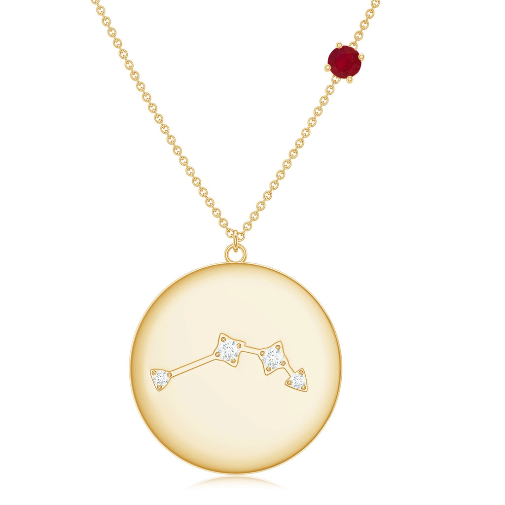 Diamond Cancer Constellation Necklace with Birthstone Ruby
