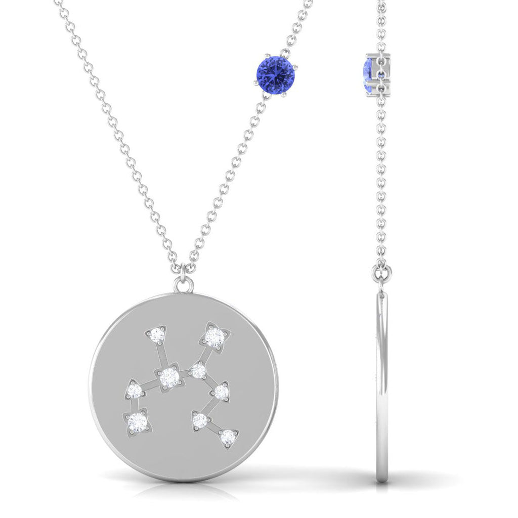 Tanzanite and Diamond Zodiac Sagittarius Necklace with Birthstone