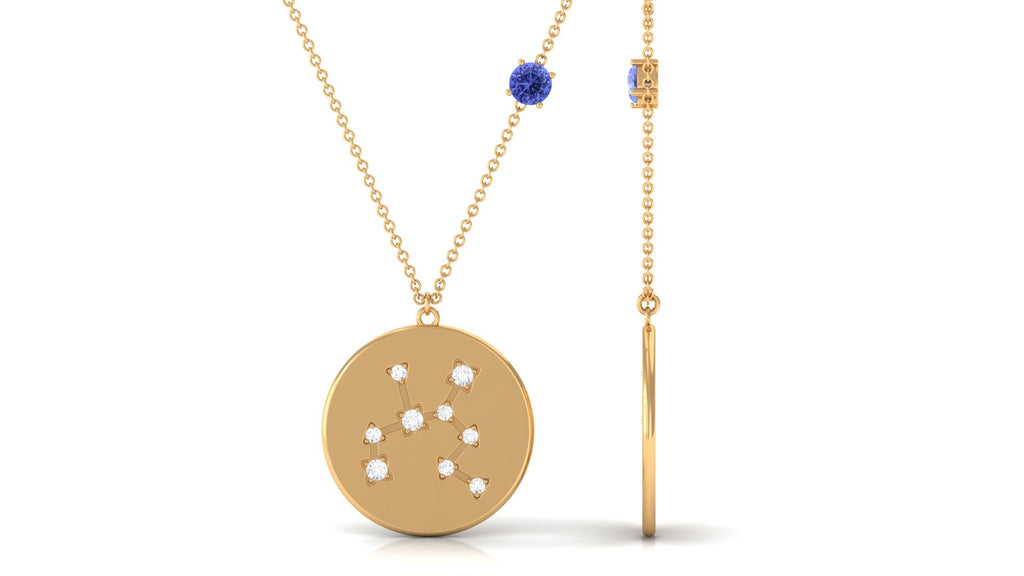 Tanzanite and Diamond Zodiac Sagittarius Necklace with Birthstone