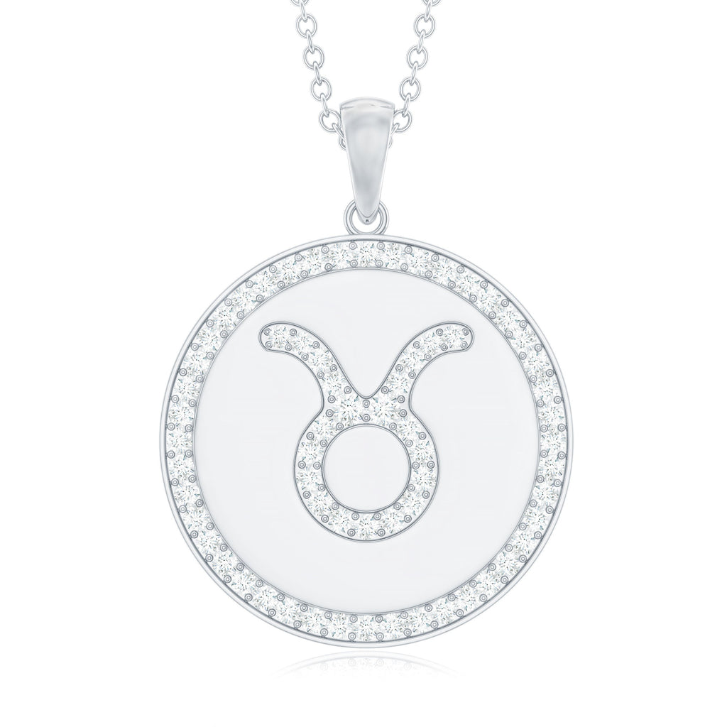 Moissanite Taurus Constellation Disc Pendant