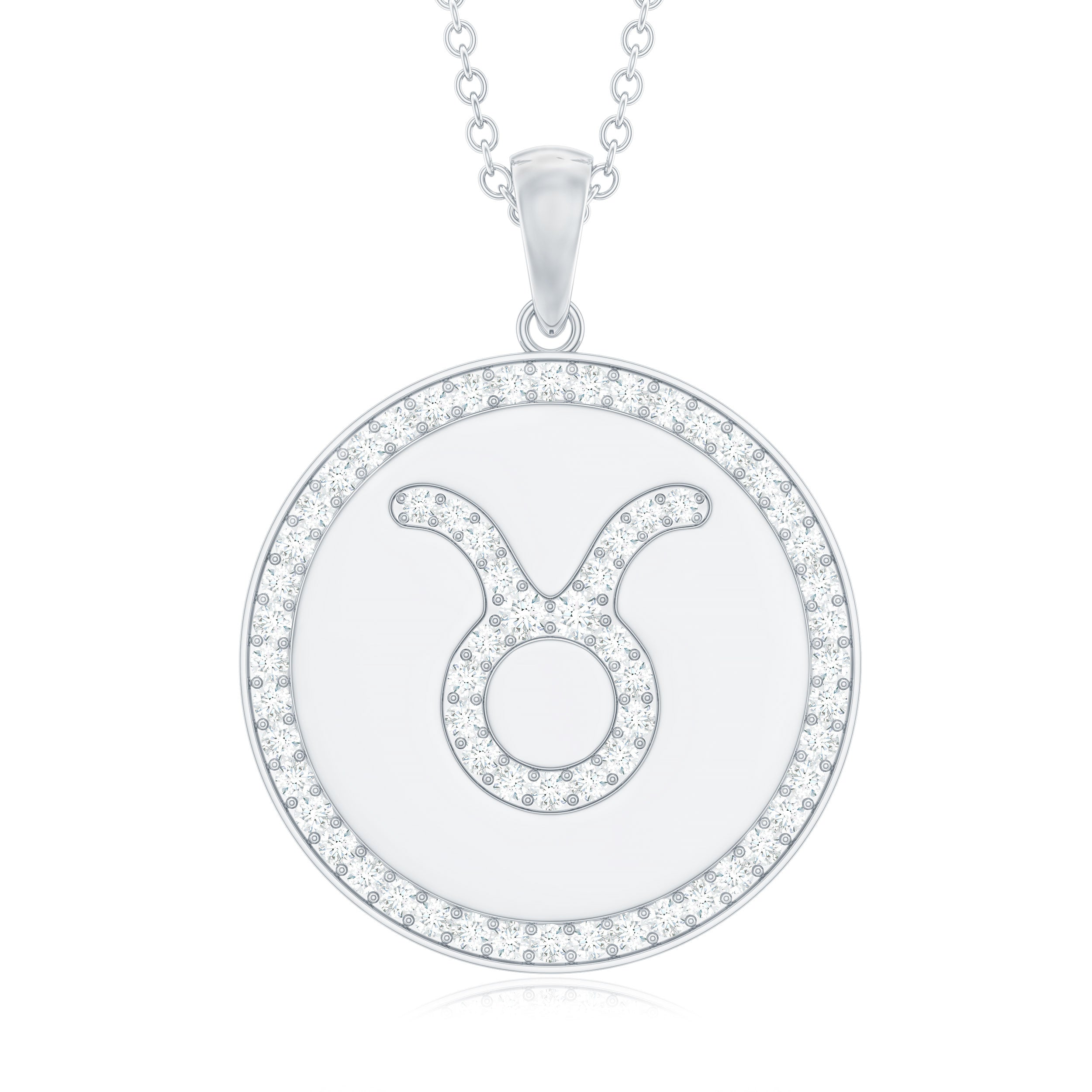 Moissanite Taurus Constellation Disc Pendant