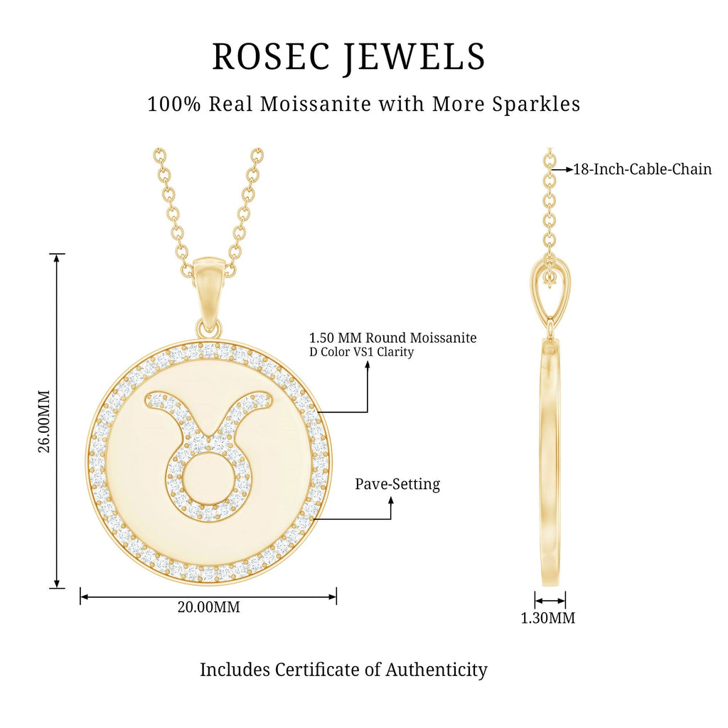 Moissanite Taurus Constellation Disc Pendant