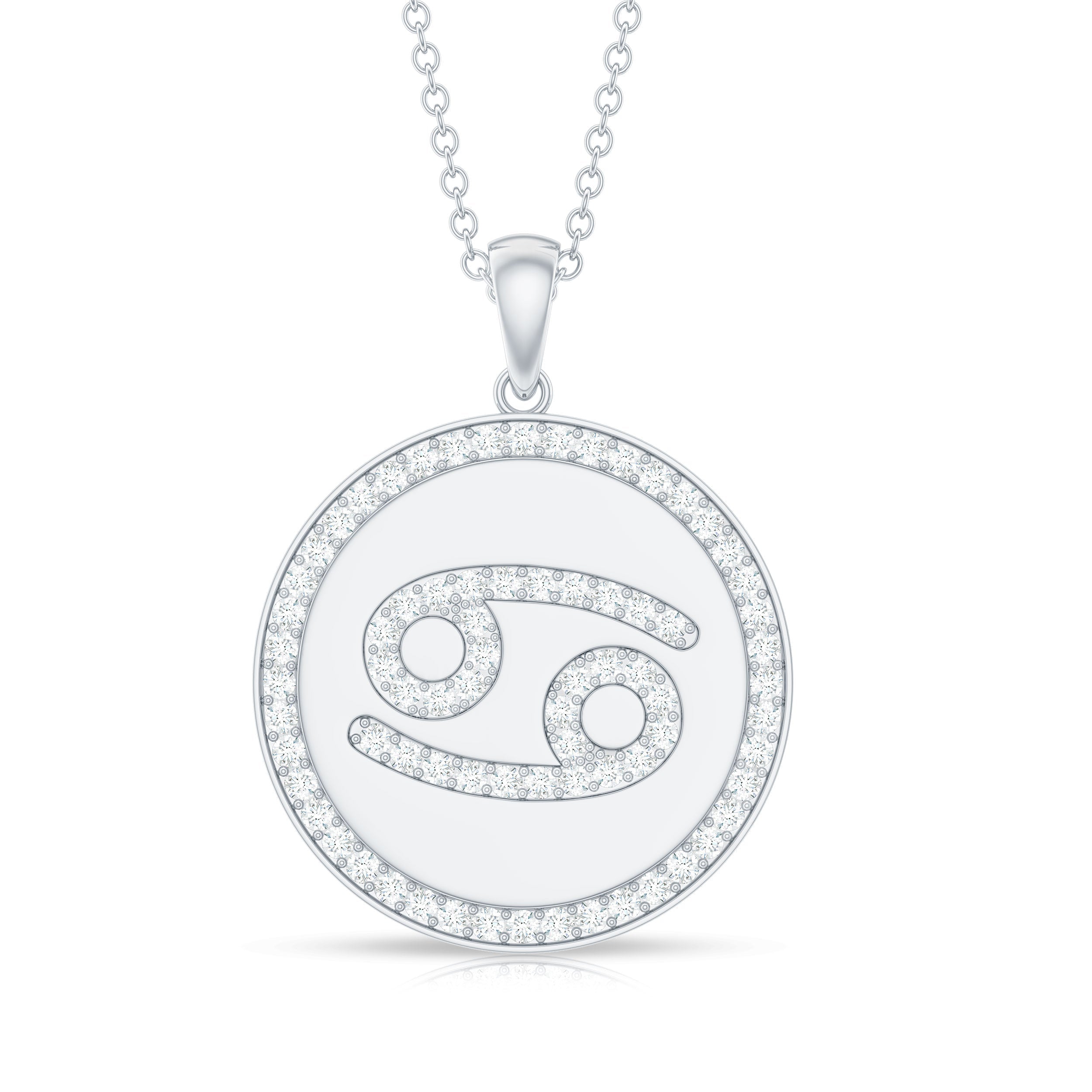 Moissanite Cancer Constellation Disc Pendant