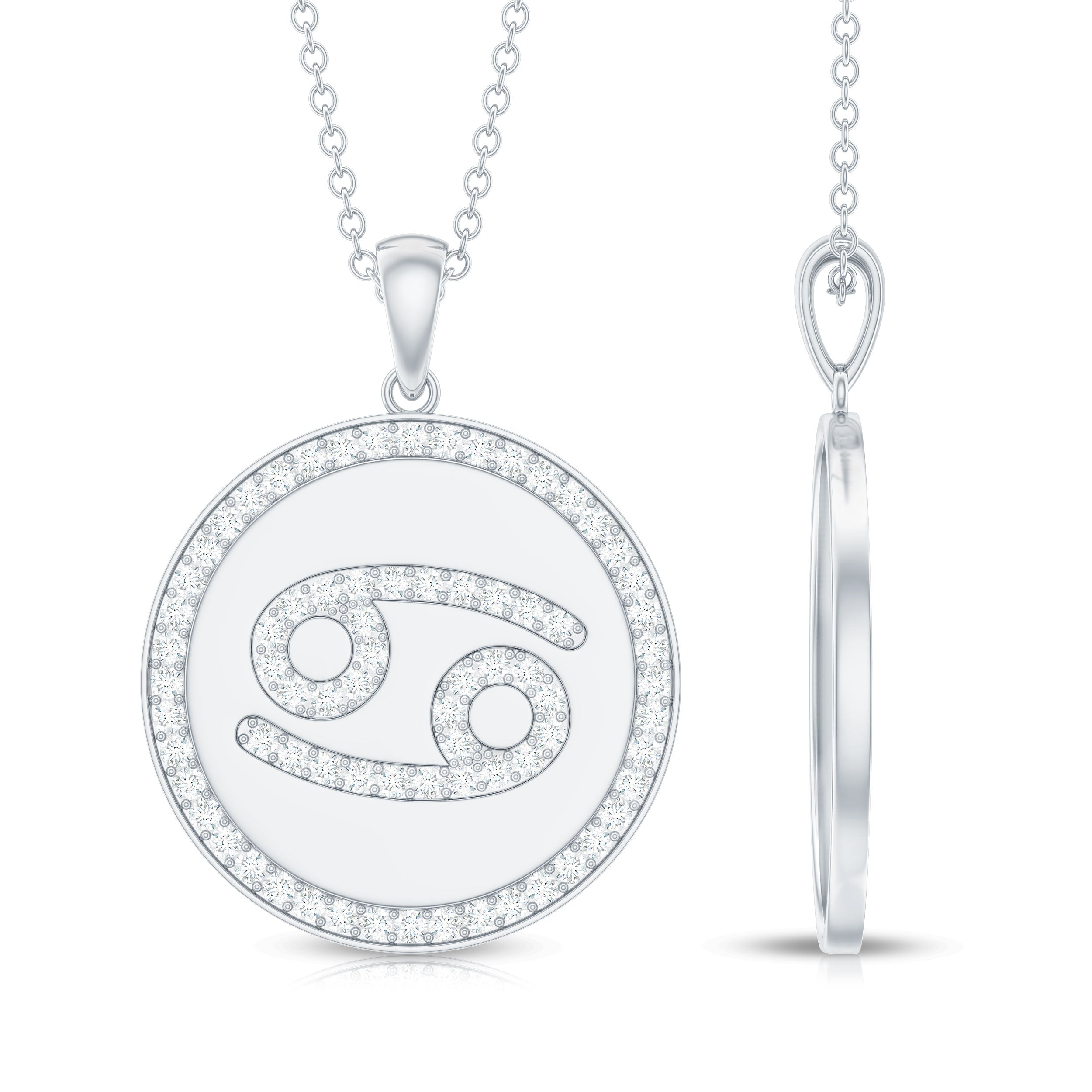 Moissanite Cancer Constellation Disc Pendant