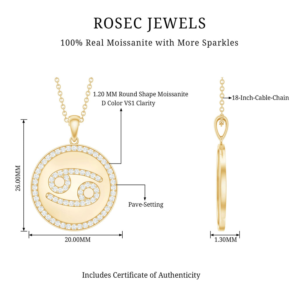 Moissanite Cancer Constellation Disc Pendant