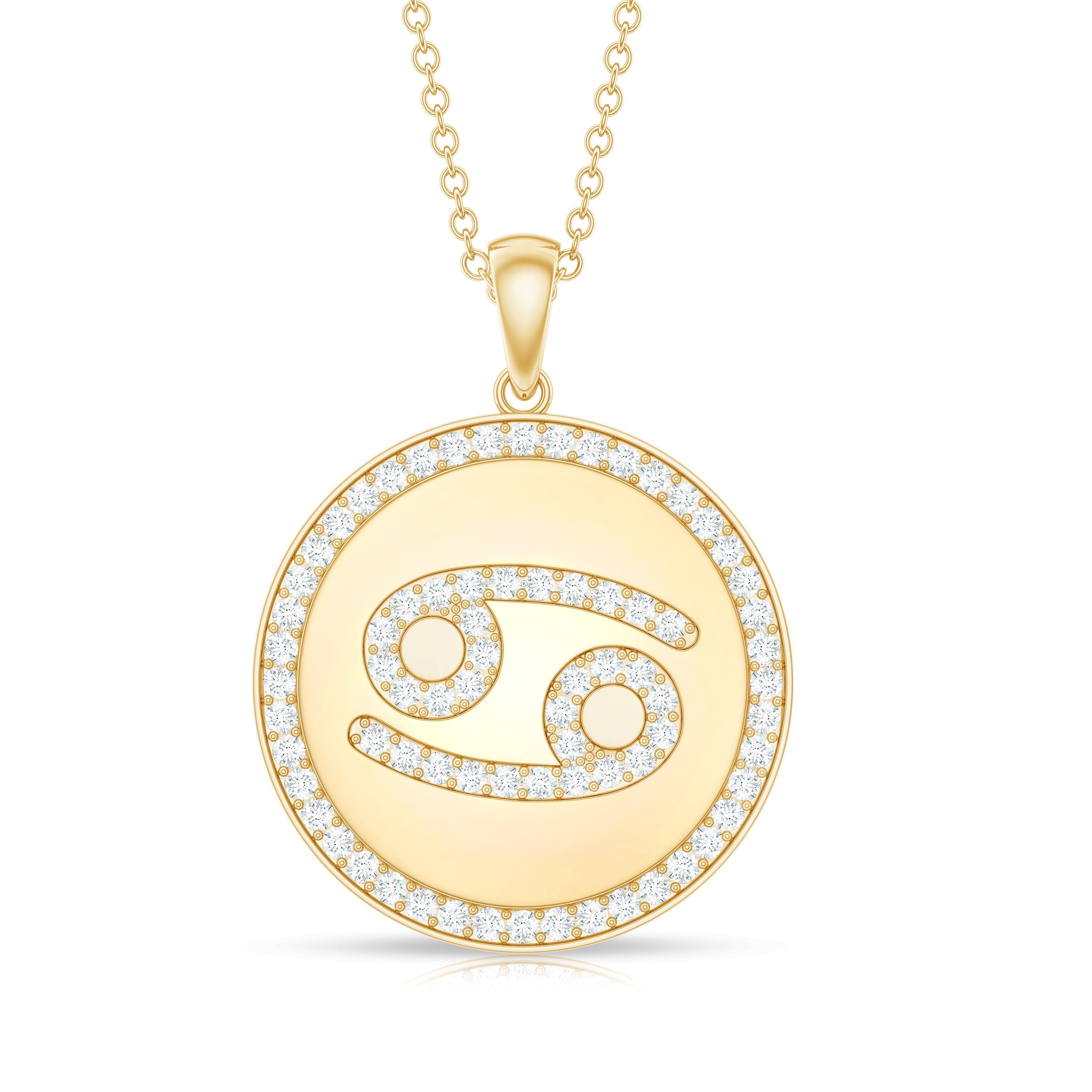 Moissanite Cancer Constellation Disc Pendant