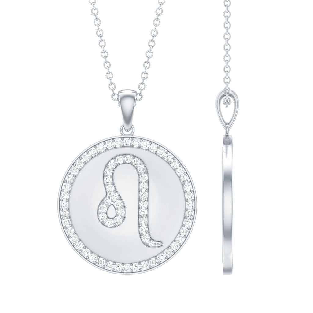 Certified Moissanite Leo Constellation Disc Pendant