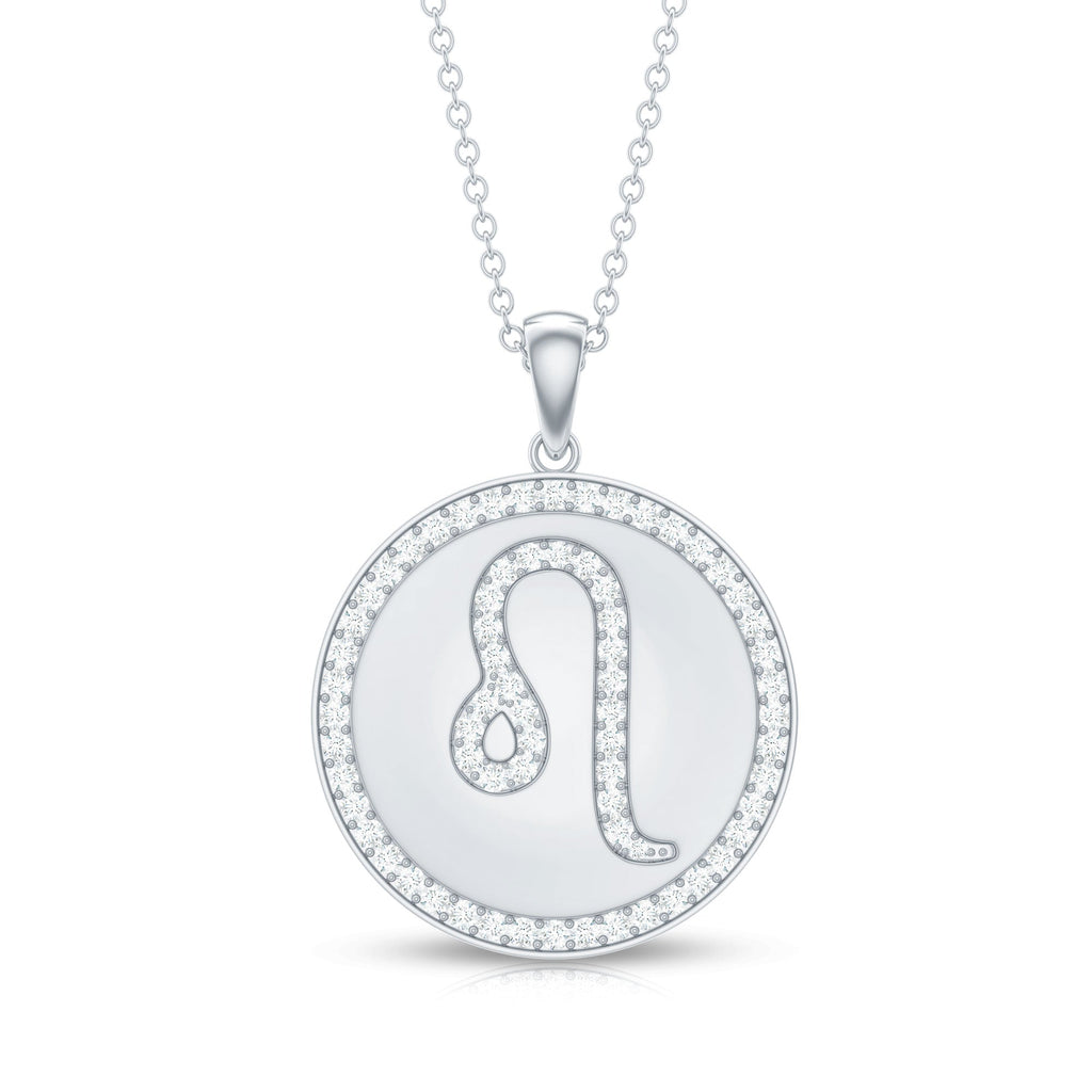 Certified Moissanite Leo Constellation Disc Pendant