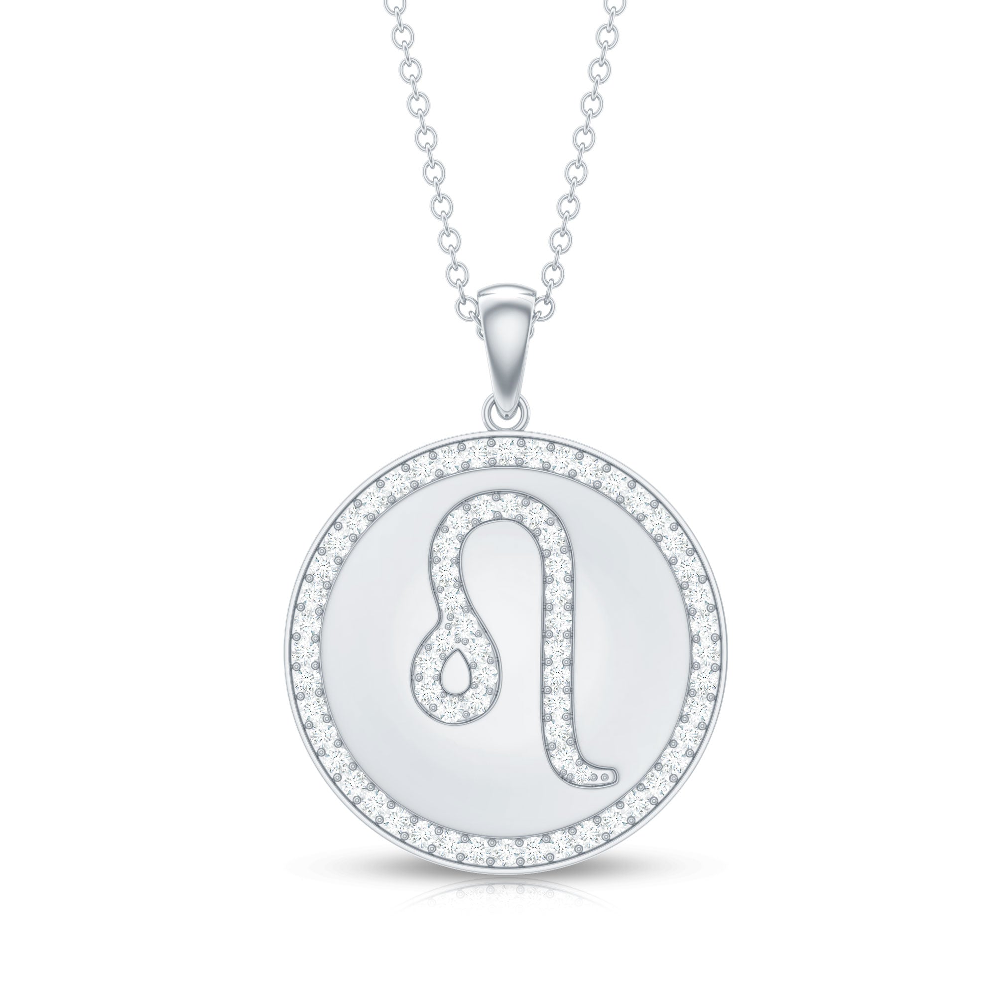 Certified Moissanite Leo Constellation Disc Pendant