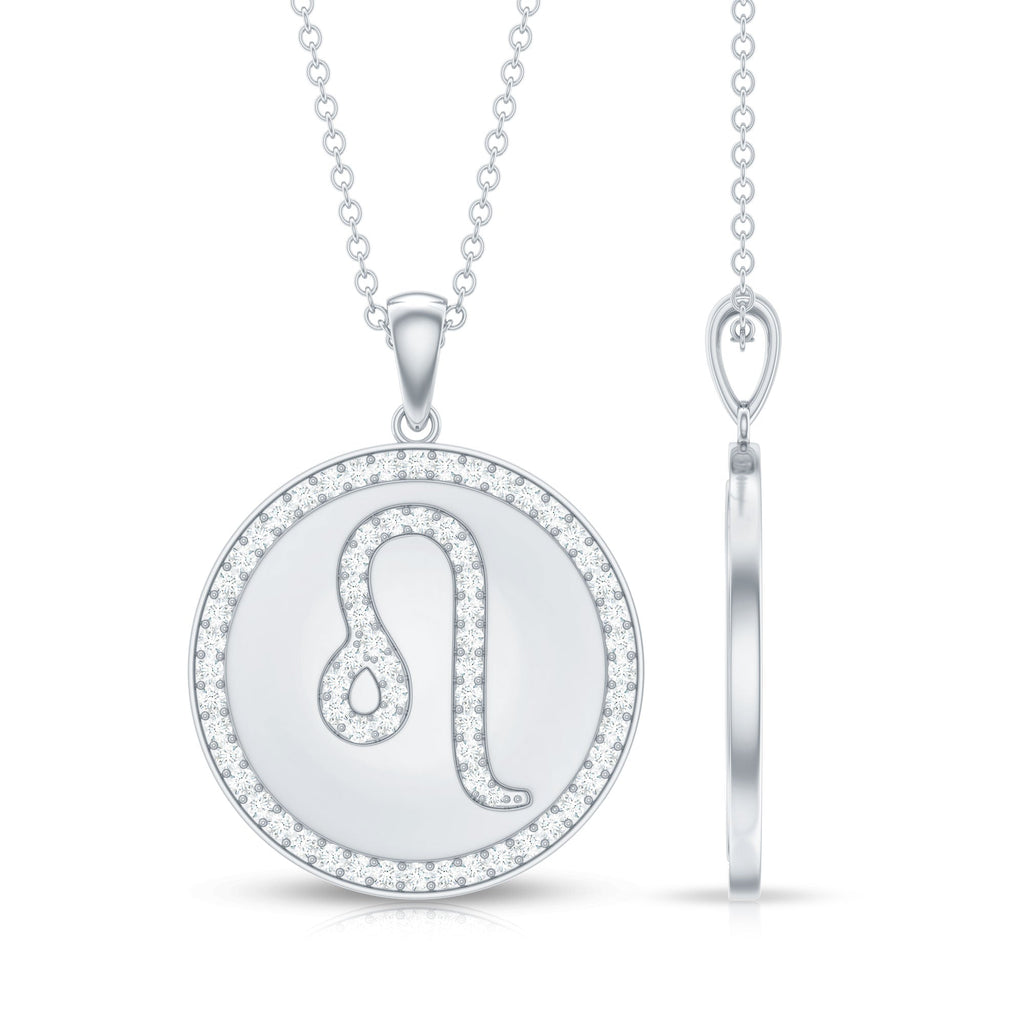 Certified Moissanite Leo Constellation Disc Pendant