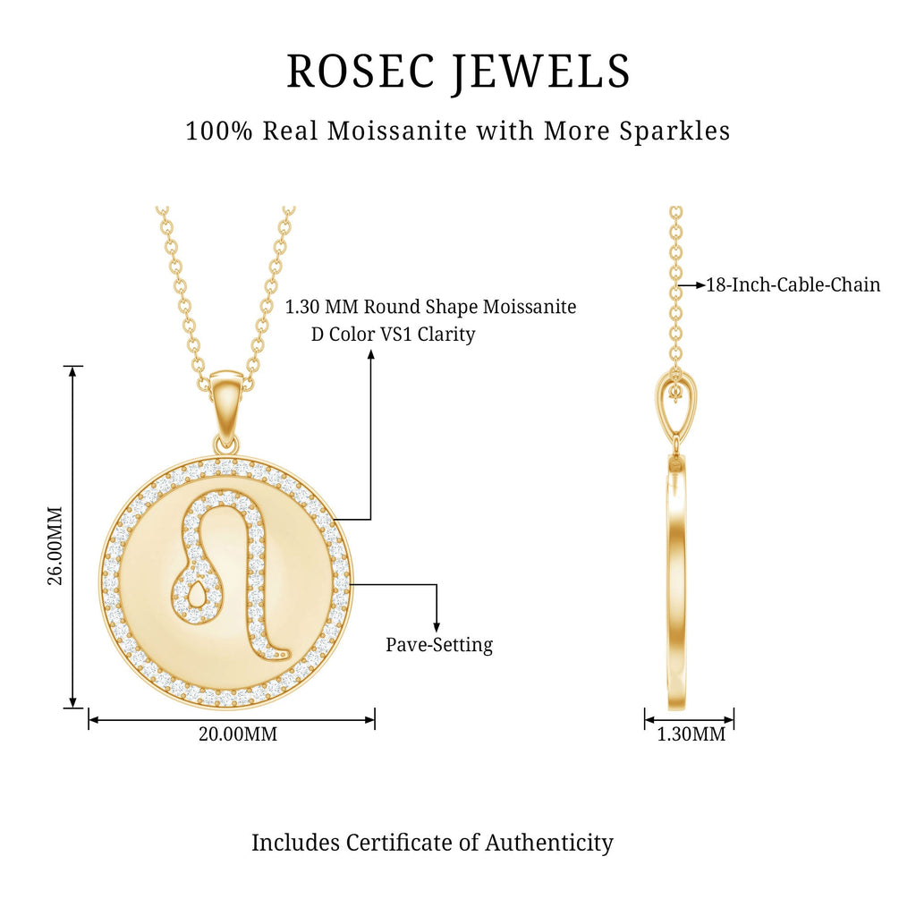 Certified Moissanite Leo Constellation Disc Pendant