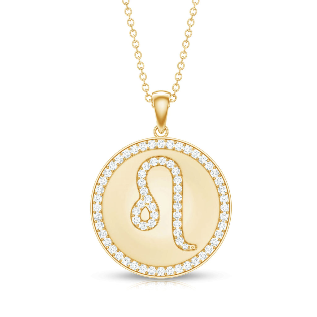 Certified Moissanite Leo Constellation Disc Pendant